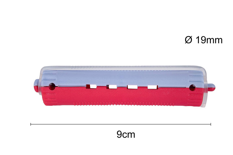 Ponik's Perm Roller, Curler for Perm Set - 19 mm - 12 Pieces - Cold Wave Rollers with Round Rubber Tabs, Blue Red