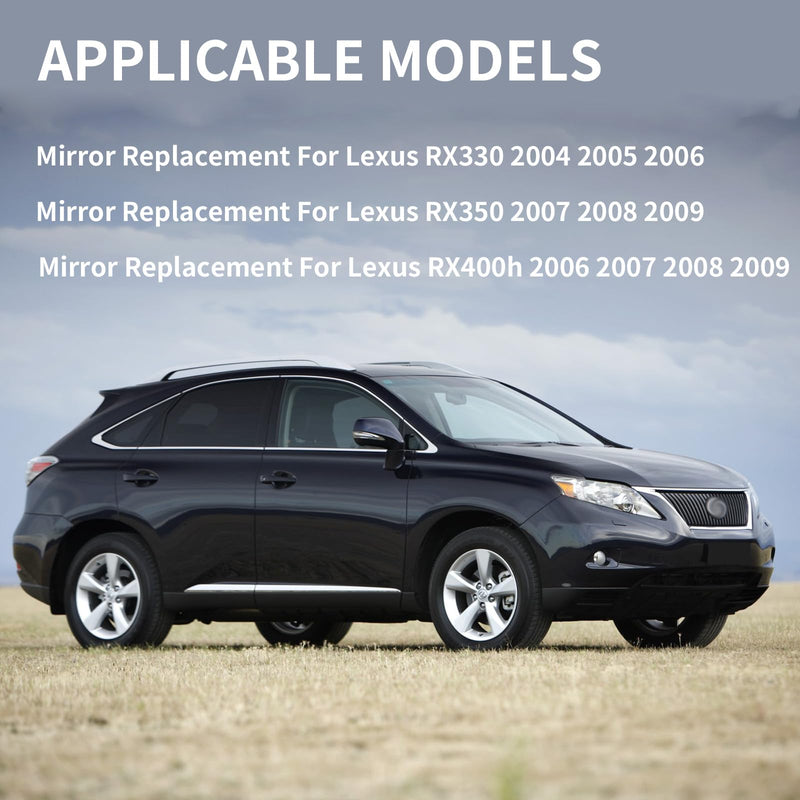 Passenger Side Mirror Replacement for Lexus RX330 2004-2006 RX350 2007-2009 RX400h 2006-2009 - Mirrors Glass, Right Side Rear View Mirror Glass with Power Heated Passenger Side (Right)