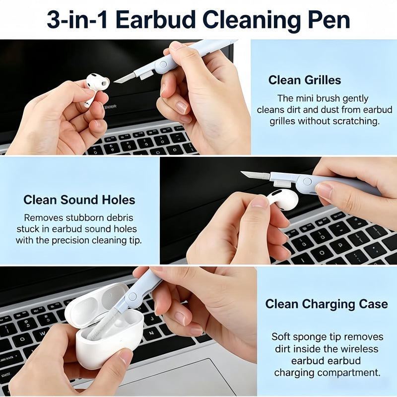 Keyboard Cleaning kit - 7 in 1, Keyboard Cleaner, Multifunction Brush with Key Extractor for Headphones, Keyboards, displays and Smartphones (with Cleaning Liquid Included)
