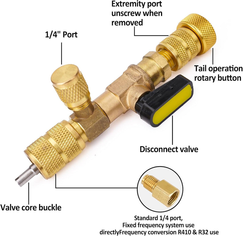 Valve Core Remover/Installer – Dual Size 1/4 & 5/16 Flare Tool for HVAC R32 R410A | Efficient Valve Stem Removal for Air Conditioning Repairs | Perfect for HVAC Professionals