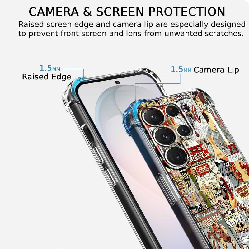 Case for Samsung Galaxy S26 Ultra with Superhero Design,Cartoon Comic Pop Culture Art Collage,Clear Soft TPU Bumper Phone Cover,6.9"(Hero,S26Ultra) Hero