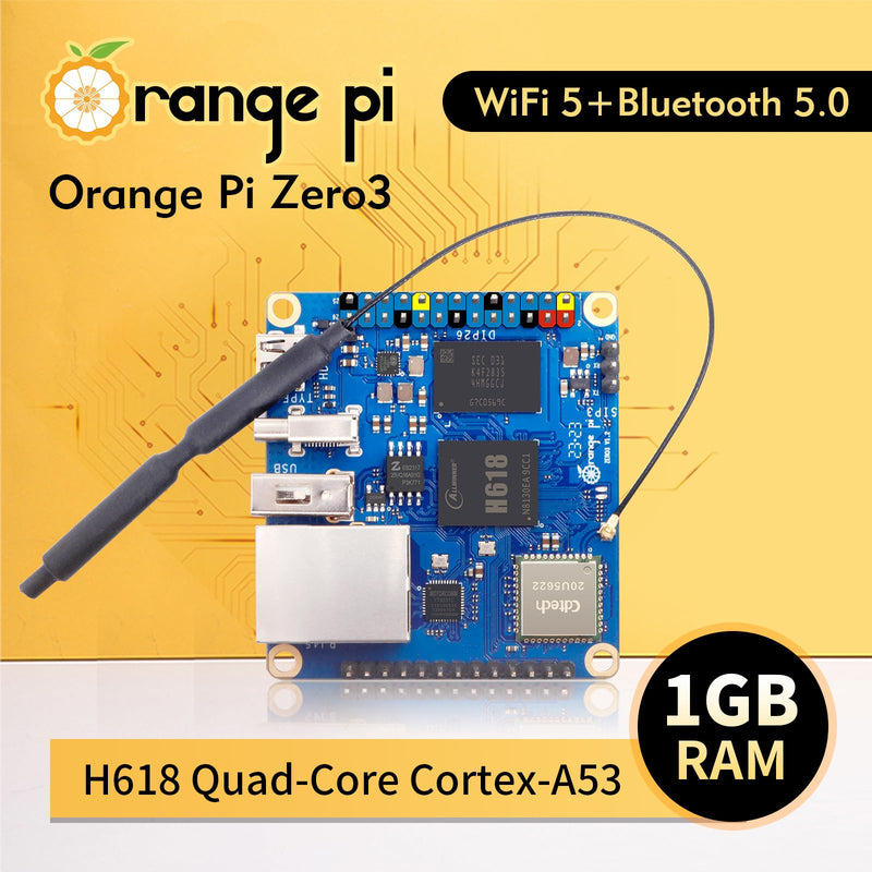 Orange Pi Zero 3 1G Allwinner H618 LPDDR4 Quad Core 64 Bit Single Board Computer, Support 4K Display WiFi Bluetooth (Zero 3 1G)
