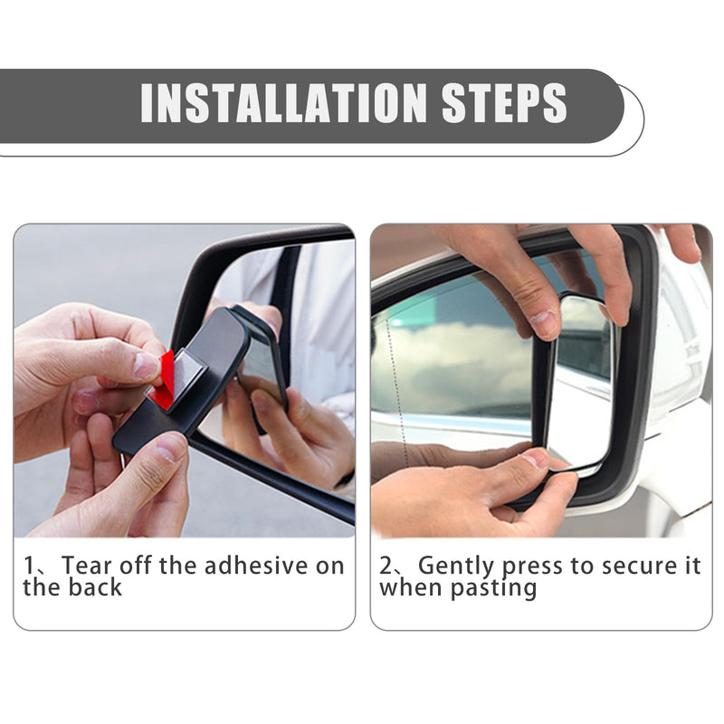 2-Pack Car Blind Spot Mirror, 3.7" x 1.4" Curved Wideangle, High-Definition Glass Adjustable Anti-Glare, Universal Car Side Mirror (Black)