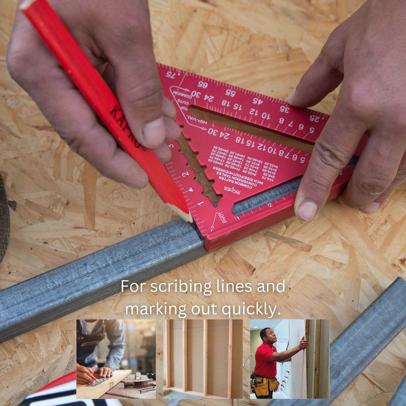 Kapro - 446 High Definition Anodized Rafter Square - Resists Wear and Corrosion - Features Conversion Table and Protractor - Lightweight & Compact Profile - 12 Inch 12" Hi-Def Square