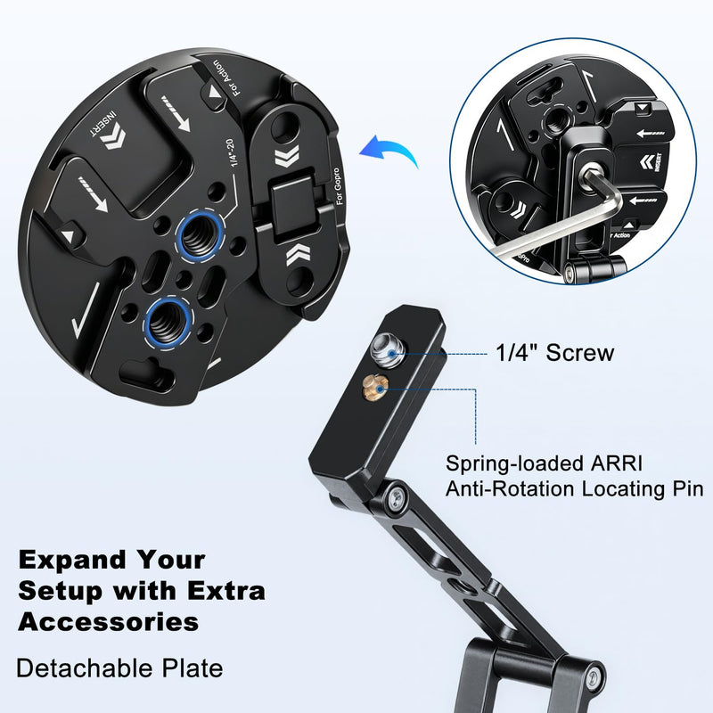 Koolehaoda Magnetic Phone Tripod for MagSafe Foldable Pocket Camera Stand | Aluminum Mini Tripod with Detachable N52 Magnetic Disc Featuring Cold Shoe and Action Camera Mount for Travel Vlog