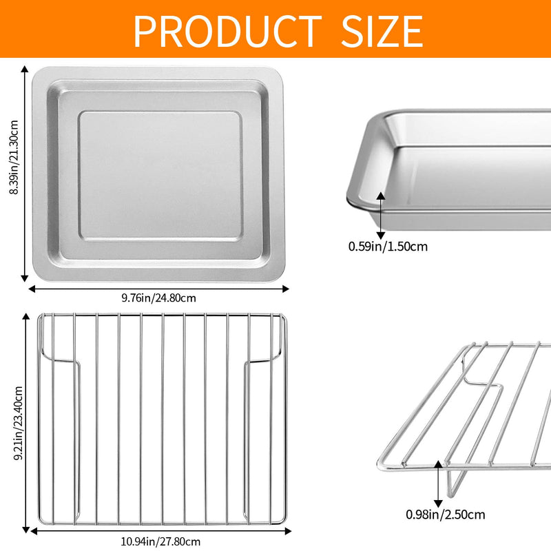 Toaster Oven Accessories for Hamilton Beach Easy Reach 4 Slice Countertop Toaster Oven, 10.9×9.2 IN Food Grade Stainless Steel Toaster Oven Replacement Parts Sheet Pan Tray Rack, Dishwasher Safe 10.9×9.2 IN Set for Hamilton Beach 4 Slice
