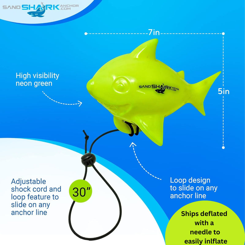 Premium Floating Anchor Marker Buoy by SandShark. High Visibility Markers for Anchors at The Beach, Lake, Shallow Water, Sandbar, Find Your Anchor, Prevent Accidental Hitting or Stepping on Anchors Neon Green