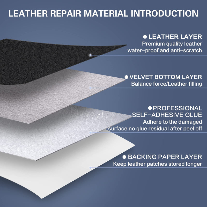 Self Adhesive Leather Repair Patch Kit, 31.5 in x 16 in Large Vinyl Leather Repair Tape for Furniture, Car Seat, Couch, Sofa, Chair Black 31.5x16 inch