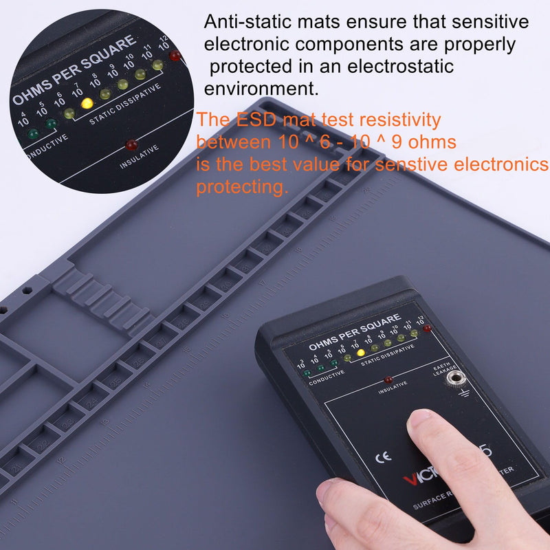 Premium Heat Resistant 932°F 20.9" x 13.5" Magnetic Anti-Static Mat with Grounding Accessories, HPFIX ESD Safe Electronics Work Mat for Computer Cell Phone Laptop Repair HPESD15