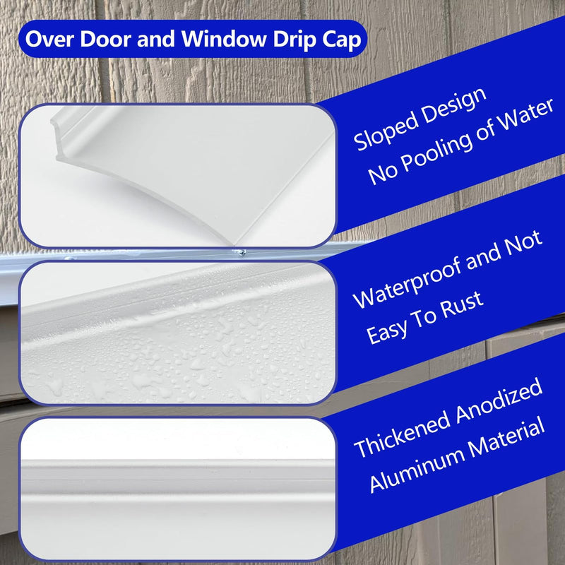 Door Rain Drip Guard and Window Guards, 2.8 Inches Deflector, Drip Edge Diverter - 40 Inches Long, Aluminum Black 1pc