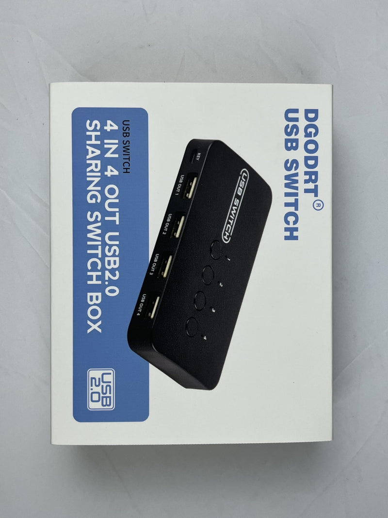 USB Switch 4 in 4 Out, USB Switcher Selector 4 Port for 4 Computer Share 4 Devices Keyboard Mouse Printer Scanner with Desktop Controller and Cables