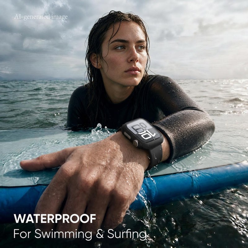 Band and Case for Apple Watch Women PFAS-Free Silicone Sport Strap | Adjustable band & Screen Protector Cover, Compatible with iWatch Series 11/10/9/8/7/6/5/4/SE - 40mm 44mm 41mm 45mm 42mm 46mm Black 40mm(Series 6/5/4/SE/SE2/SE3)
