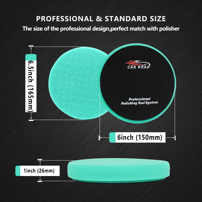 6" Buffing Polishing Pads,7Pcs 6.5 lnch Backing Plate,Compound Buffing Sponge and Woolen Pads,Cutting Polishing Pad Kit for Car Buffer Compounding,Polish and Wax (6 Inch (150mm)) 6 Inch (150mm)