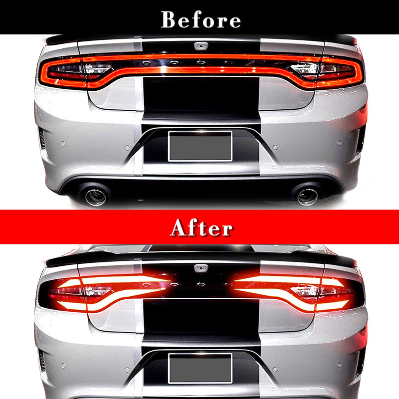 Gloss Black Tail Light Race Track Bat Vinyl Overlay Decal Cover Tint Kit Film Precut Compatible with Dodge Charger 2015-2021 Exterior Accessories Arrow