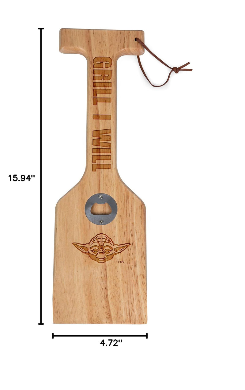 PICNIC TIME Star Wars Yoda Hardwood BBQ Grill Scraper with Bottle Opener, Wood Barbecue Cleaner, BBQ Cleaning Tool for Multi Types Grill Grates, (Parawood) Star Wars Yoda - Parawood