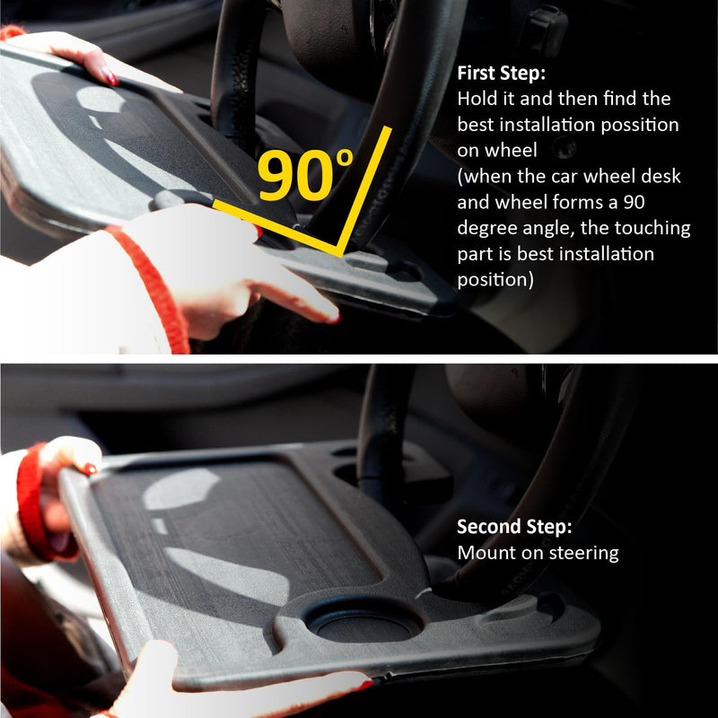 Cutequeen Car Steering Wheel Desk,Multi-Function Car Table & Computer Tray,Universal Food Tray for Most Vehicles