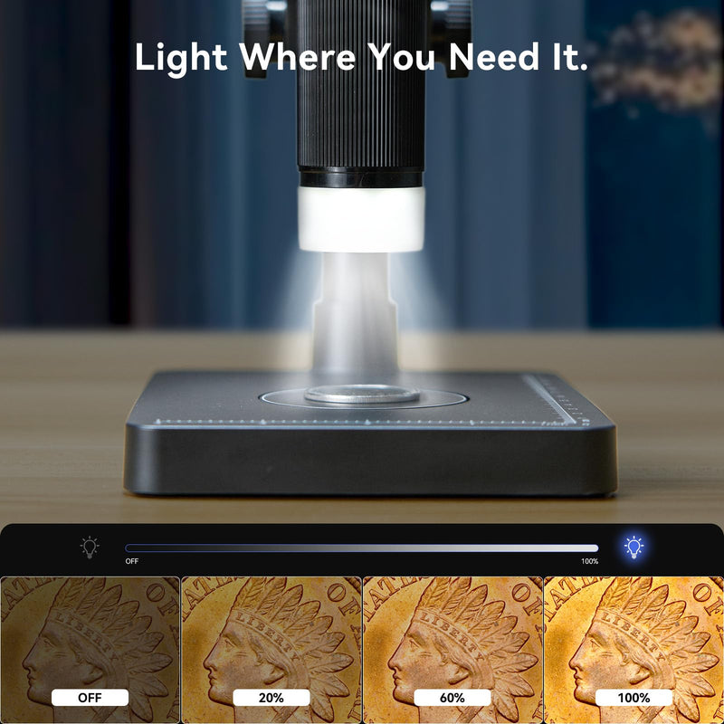 Elikliv EDM4C Coin Microscope with Scale：4.3" Digital Microscope with Adjustable LED, Error Coin Magnifier with Screen & Weighing Scope for Collectors, Jewelers, Students, Windows/Mac Compatible Gray