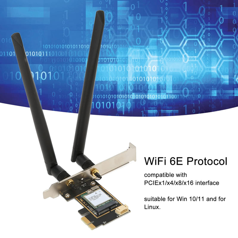 PCIe 6E Card, XB530NF MT7922 RZ616 2.4G 5G 6Ghz 3 band, Up to 2400Mbps Antenna MU MIMO PCIe Network Card, BT 5.2 Cordless NIC Adapter
