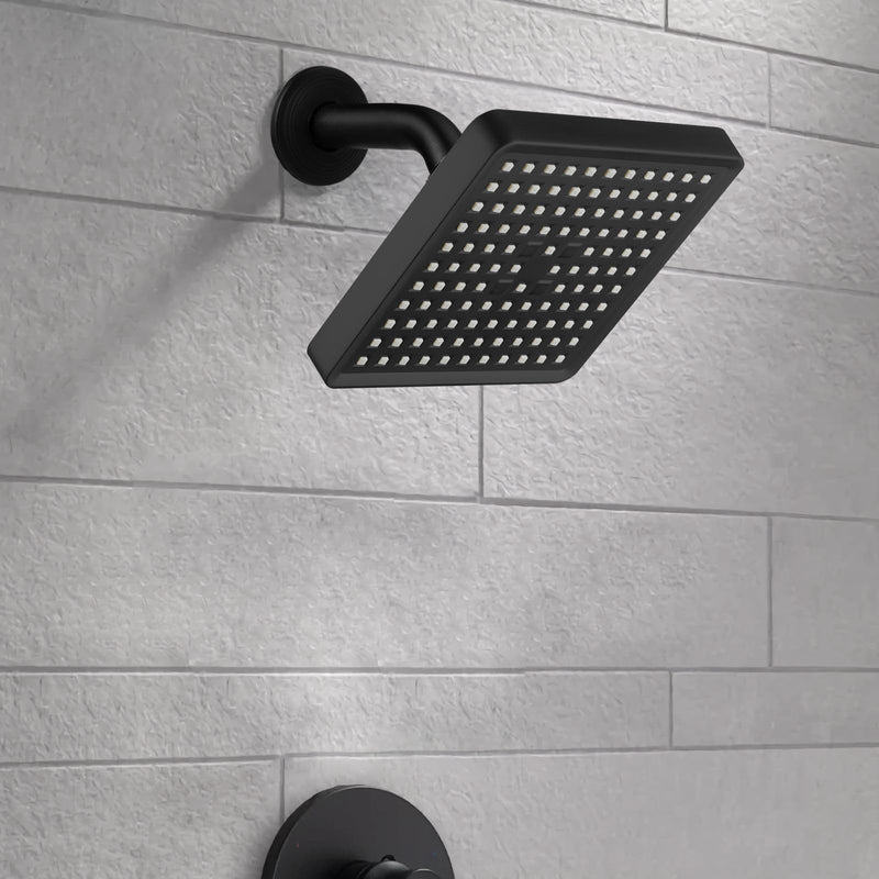 Voolan High Pressure Rain Shower Head - Luxury Modern Look - The Adjustable Replacement For Your Bathroom Showerhead - 6" Square High Flow Pressure Boosting Showers (Matte Black) Matte Black