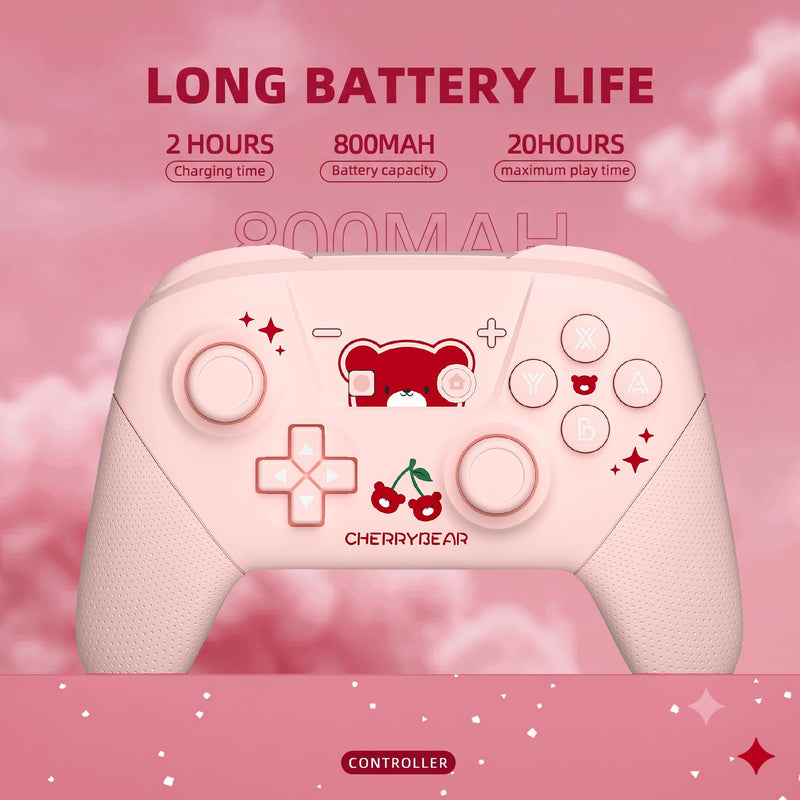 YKASEK Wireless Switch Pro Controller with Carrying Storage Case, Gamepad Remote for Switch Support NFC/Dual Vibration/Screenshot/Wake-up Function, Compatible with Switch/Switch Lite/OLED/PC, Pink