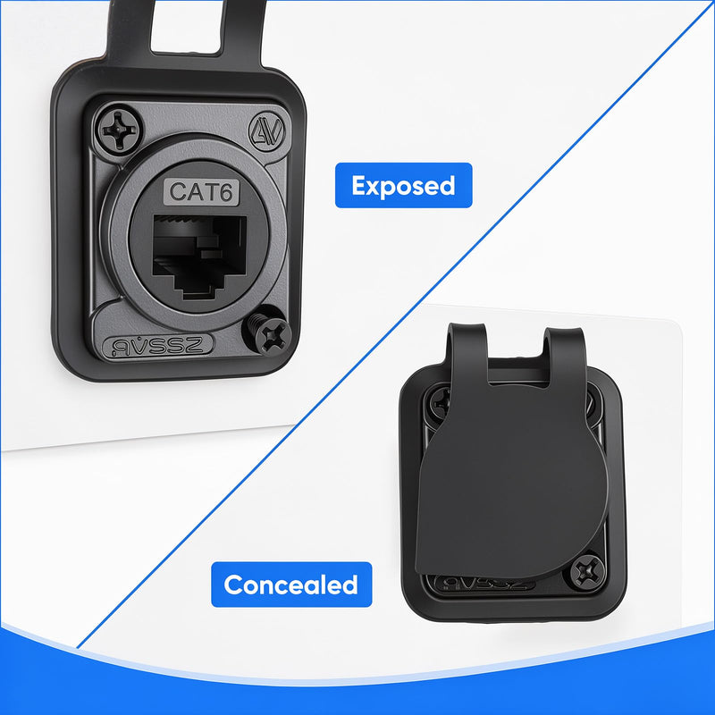 2PCS Shielded D-Type RJ45 Connector RJ45 Panel Mount Coupler | CAT6 /CAT5E/CAT5 Female to Female LAN Network Bulkhead Pass Through Socket Ethernet Extension Adapter with Screw Screwdriver