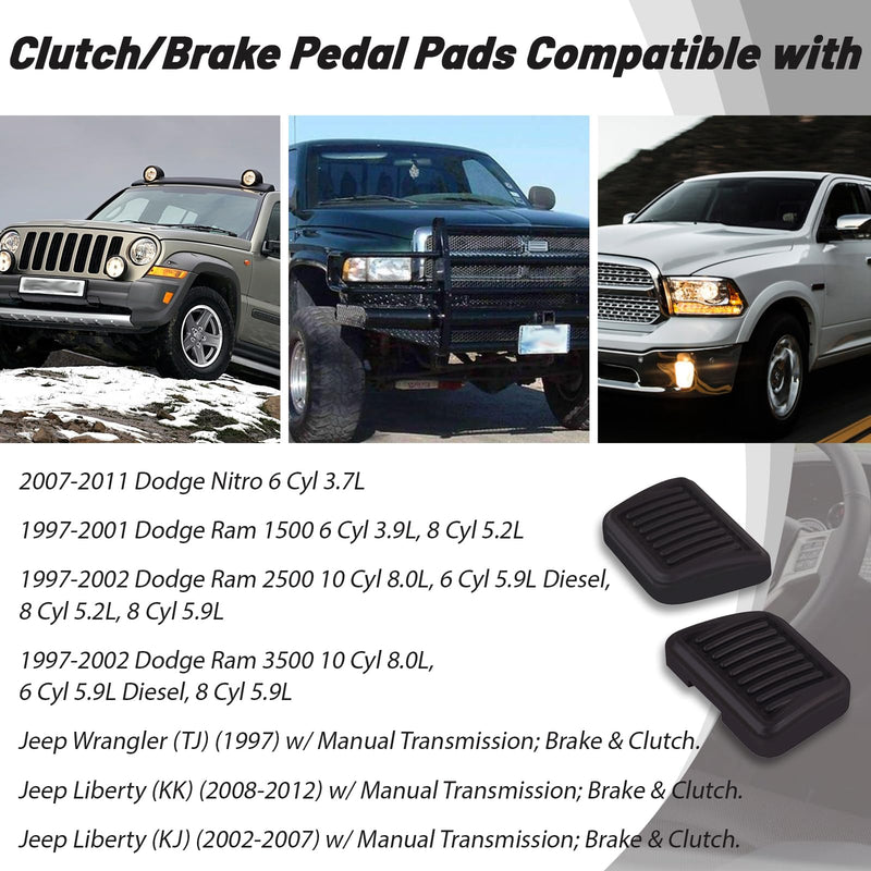 52009562 Clutch/Brake Pedal Pads Compatible with 07-11 Dodge Nitro 6 Cyl 3.7L,97-01 Dodge Ram 1500,97-02 Dodge Ram 2500/3500 10 Cyl,97 Jeep Wrangler TJ,08-12 Jeep Liberty KK,02-07 Jeep Liberty KJ