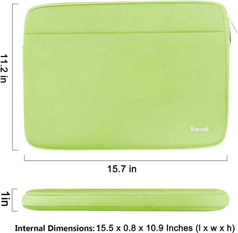 Laptop Sleeve Case 15.6 inch, Shockproof Protective Notebook Cover with Accessory Pocket, Carrying Laptop Bag for HP, ASUS, Dell, Lenovo, Acer, Light Green