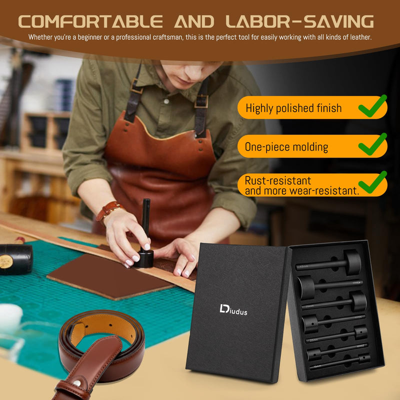 7 Sizes Leather Corner Punch, Half-Round Punch Set, Leather Belt Cutter End Punch Tool, Belt Cutting Tool, Leatherworking Tools for Strap Belts, Wallet, Bags (From15mm to 45mm) 7 Sizes(15-45mm)
