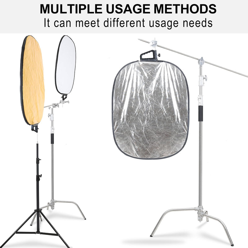 5 in 1 Photography Reflector 27x35inch (72x90cm) Collapsible Light Reflector with Handle & Connection Adapter,Portable Light Reflectors Diffuser Panel Photography Kit for Studio Video&Outdoor Lighting 72x90cm / 27x35inch
