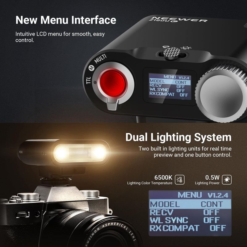 NEEWER Z160U-C Camera Flash Speedlite Compatible with Canon, Compatible with Godox, 18Ws GN14 6000K TTL 1/8000 HSS On Camera Flash Light with USB C 1100mAh Battery 1.4s Recycle 1100 Full Power Flashes