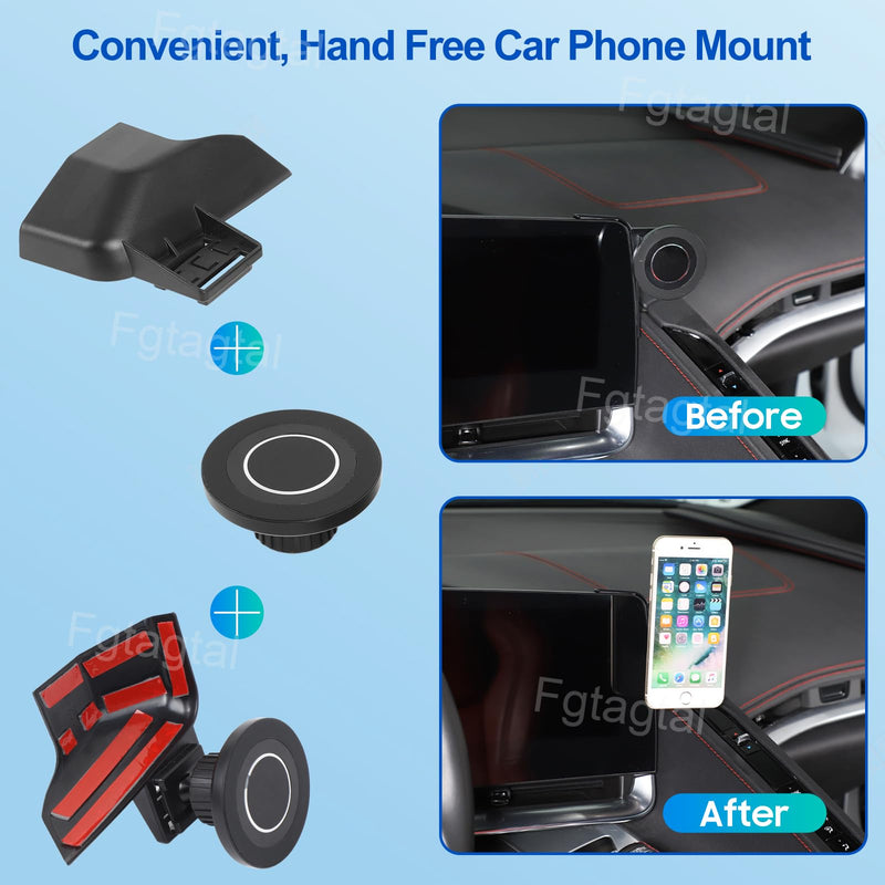 Car Phone Mount Compatible with Chevrolet Corvette C8 2020-2025 | Cell Phone Holder for Center Console Navigation Screen, Handsfree Car Phone Stand