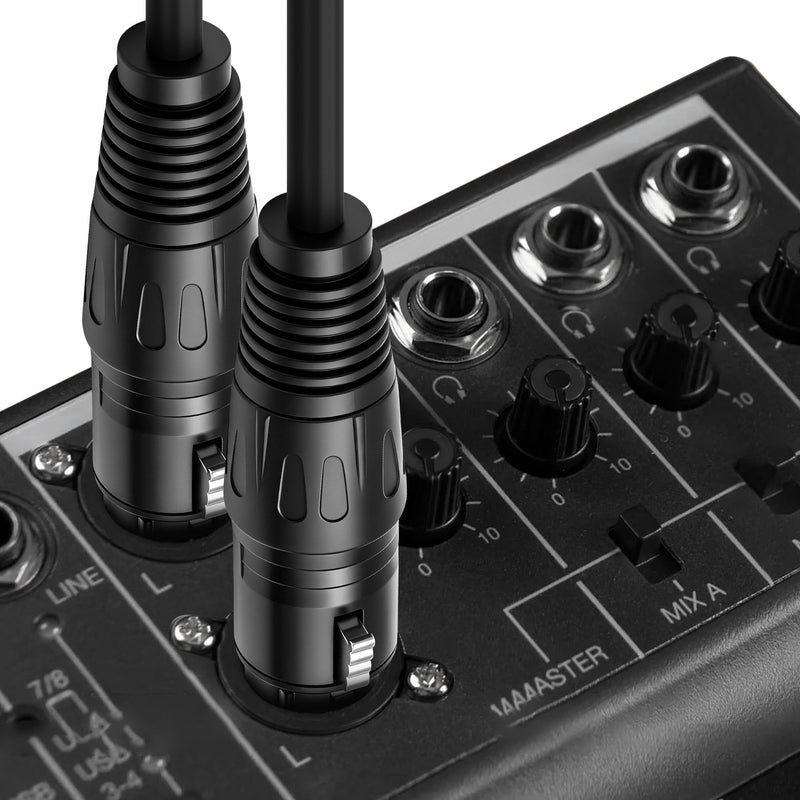 XMSJSIY 4 Pin XLR Male to Dual 3 Pin XLR Female Patch Y Splitter Balanced Microphone Audio Cable Cord for Stero Mic to L&R Audio Track -0.5M/1.6FT