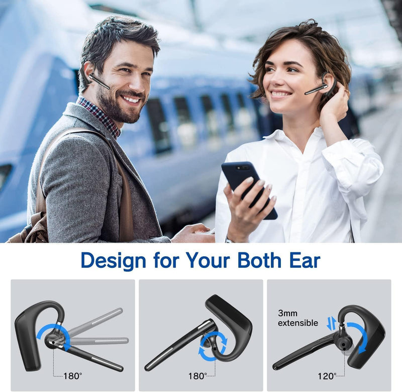 Bluetooth Headset V5.4, Wireless Bluetooth Earpiece with CVC8.0 Dual Mic Noise Cancelling, 110 Hours Talktime Hands-Free Headphones for Cell Phone, iOS and Android, for Trucker and Business Use