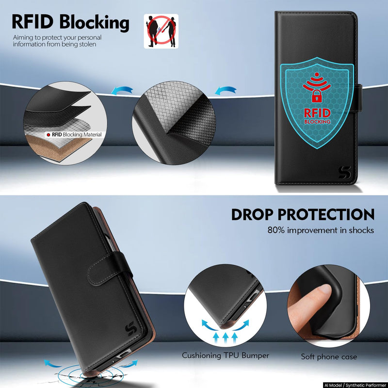 Shieldtop for Samsung Galaxy Z Fold8 Ultra Wallet Case with Credit Card Holder Slots,RFID Blocking PU Leather Flip Folio Kickstand Shockproof Cover,Women & Men Phone Case for Fold 8 Ultra,Black Black Samsung Galaxy Z Fold 8 Ultra