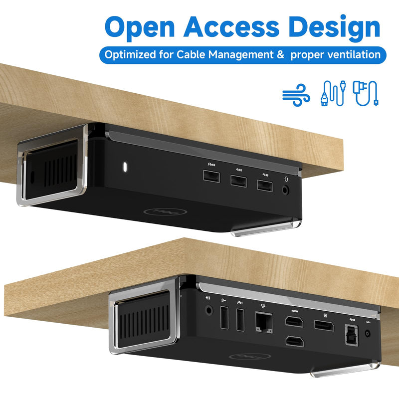 Screw-Mount Docking Station Holder for Dell D3100 Dock- Under Desk & Wall Mount Acrylic Organizer Stand (Black)