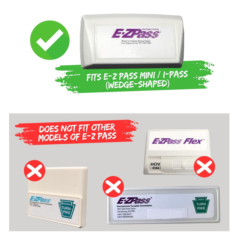 EZ Pass Cover + Holder with Super-Strong Suction Cups. Compact All-Black Look Inside & Outside Your Windshield for Your E-Z Pass and I-Pass