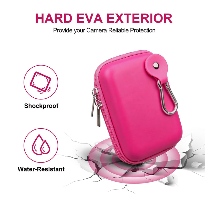 Lacdo Camera Case Compatible with OM SYSTEM Tough TG-7 /OLYMPUS Tough TG-6 /TG-5/TG-4 Digital Camera, Hard EVA Protective Camera Storage Trave Bag, Mesh Pocket Fit Batteries, USB Cable, SD Card, Rose