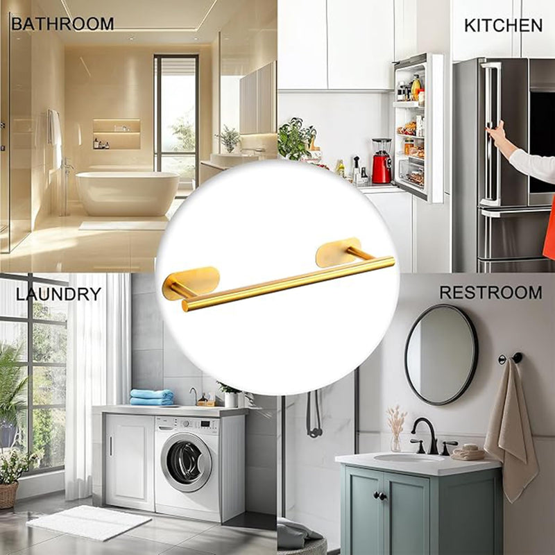 SEIDO Adhesive Towel Bar, 16 Inch Gold Towel Bar for Bathroom, Stainless Steel Towel Racks for Bathroom, No Drilling Needed, Brushed Gold 13"L Gold Adhesive Bar
