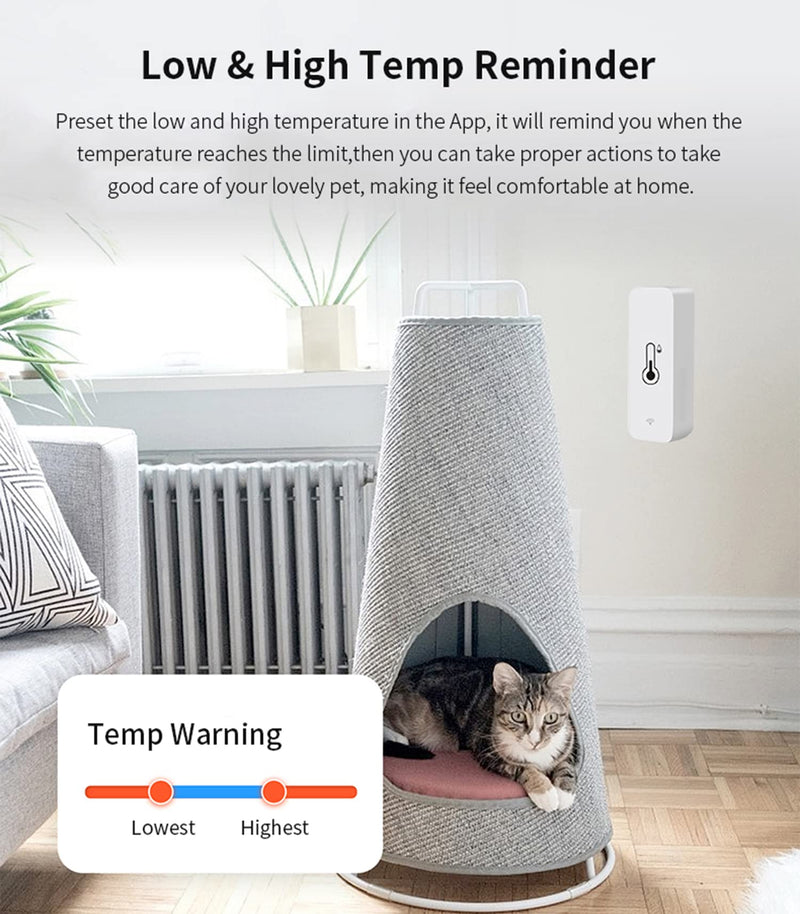 4-Pack WiFi Temperature Humidity Sensor: Wireless Temperature Humidity Monitor with App Alert, Free Data Storage Export, Smart Indoor Thermometer Hygrometer Compatible with Alexa Google Assistant 4-Pack