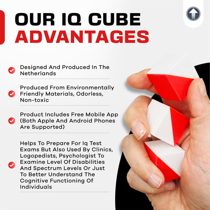 PrfcNL IQ Test Cube (Basic Big Red) - 9 Kohs 1.2 inch Cubes for Block Design Test BDT WPPSI WAIS IV and WISC V Tests, Montessori Educational Blocks to Improve Concentration, Coordination and Memory