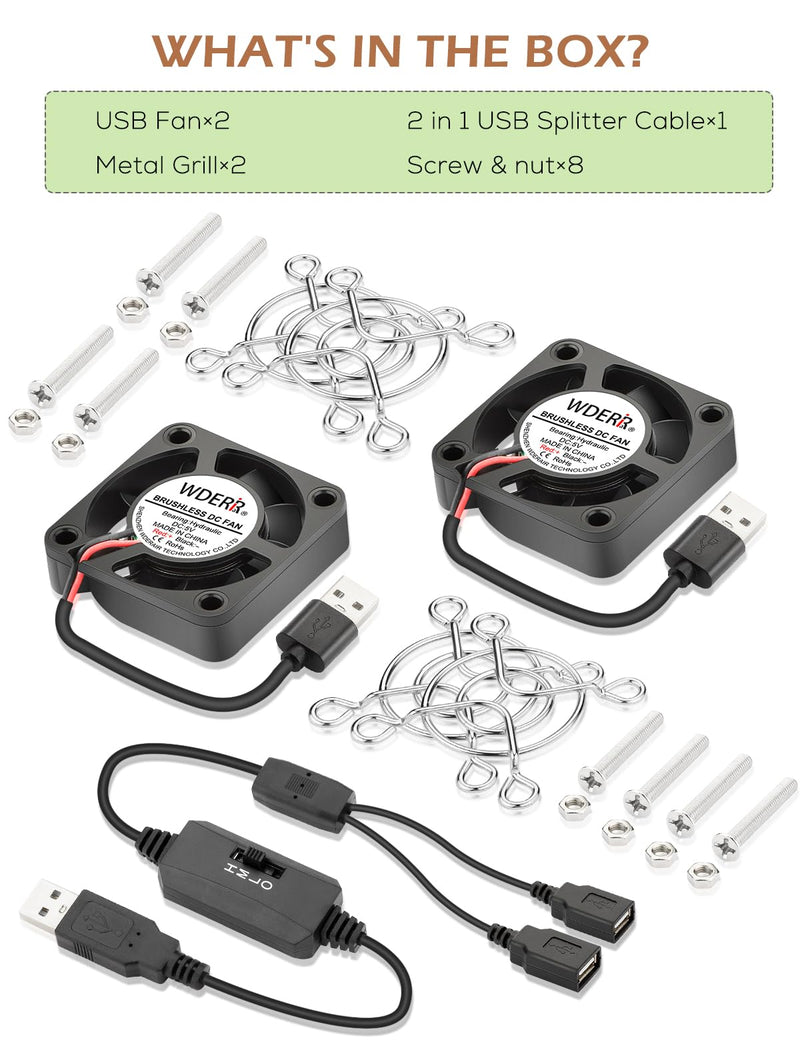 40mm x 10mm Mini USB DC 5V Brushless Case Cooling Fan High Speed for 3D Printer Fan Upgrade Electronic Equipment Helmet Cooling Ventilation Cooler 2-Pack 4010 USB