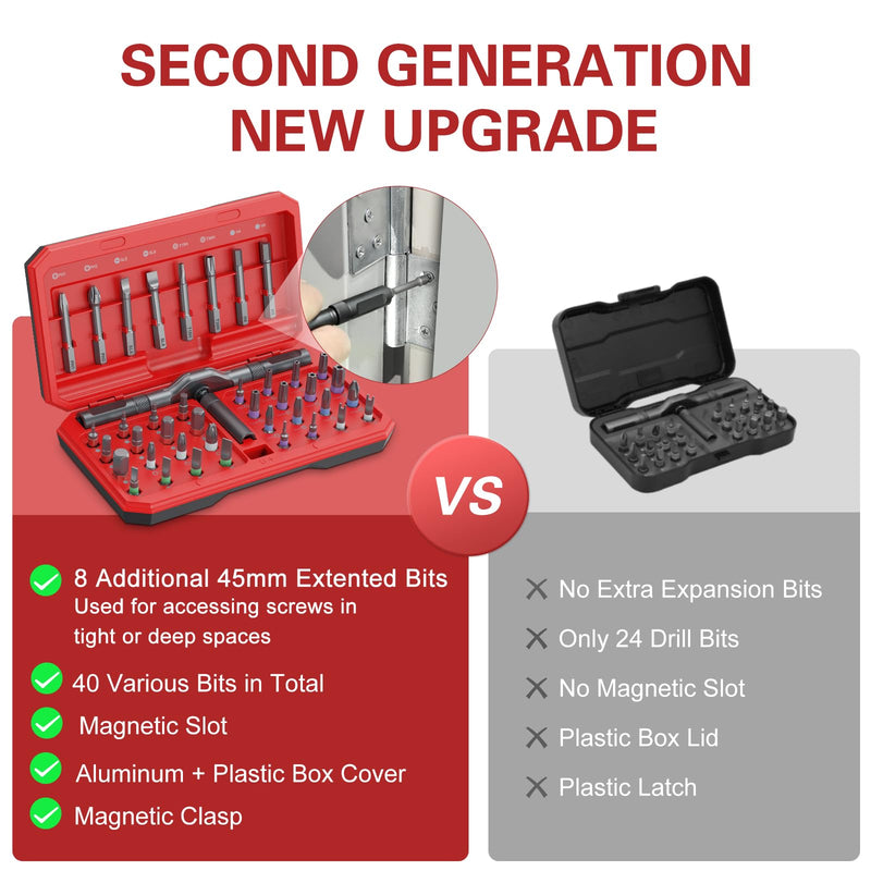 42 in 1 Magnetic Screwdriver Set, DIY Ratchet Screwdriver Set, Multi Bit Magnetic Drive Set with Detachable Ratchet Handle, Portable Compact Repair Tool Kit for Furniture Computer Bicycle Red
