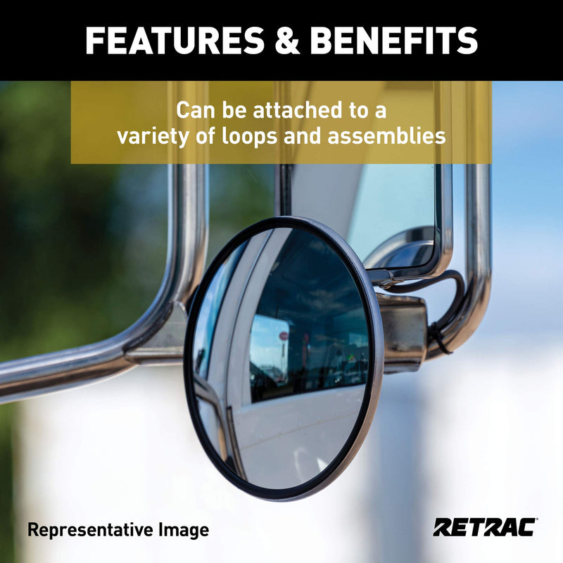 Retrac 609898 8-1/2-Inch Stainless Steel Offset-Mount Convex Mirror Head with J-Bracket, Universal Driver or Passenger Side