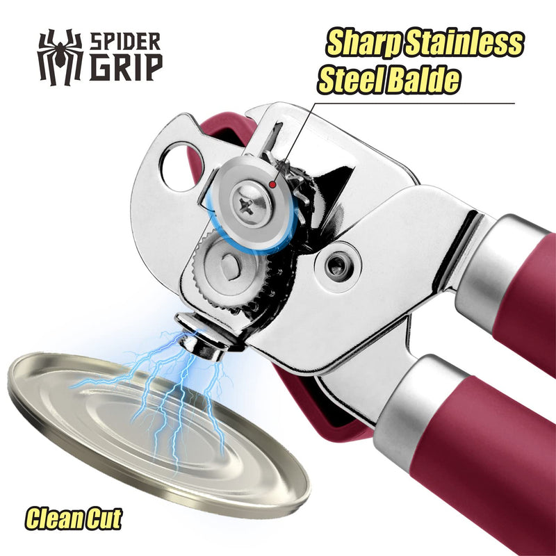 Can Opener, No-Trouble-Lid-Lift Manual Handle Can Opener With Magnet and Beer Opener, Red