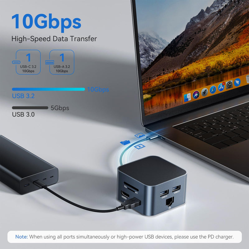 13-in-1 USB C Hub Multiport Adapter, USB C Docking Station | 4K@60Hz, 100W PD, USB A&C 3.2, High Speed Data Transfer(10Gbps), 2xUSB A 3.0, Ethernet, SD/Micro SD, Computer Peripherals