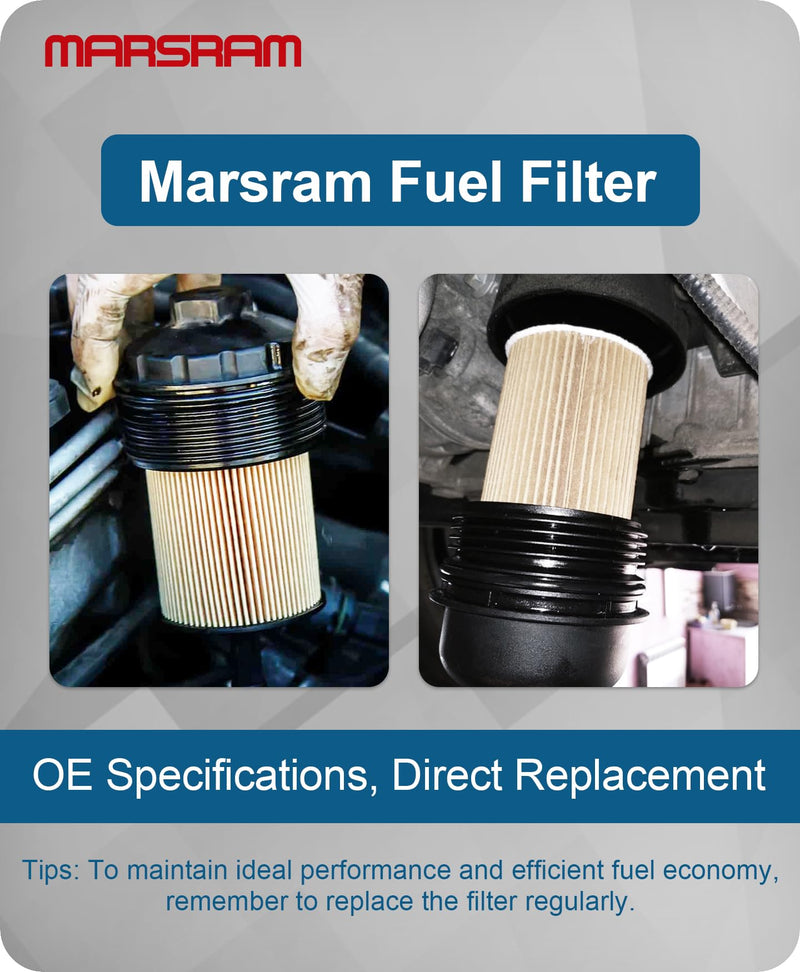 Marsram 6.7 Cummins Fuel Filter Water Separator Set fits for 2019 2020 2021 2022 2023 2024 Dodge Ram 2500 3500 4500 5500 6.7L Cummins Diesel Turbo Engines, Replace 68157291AA 68436631AA 2019-2024 1 Set