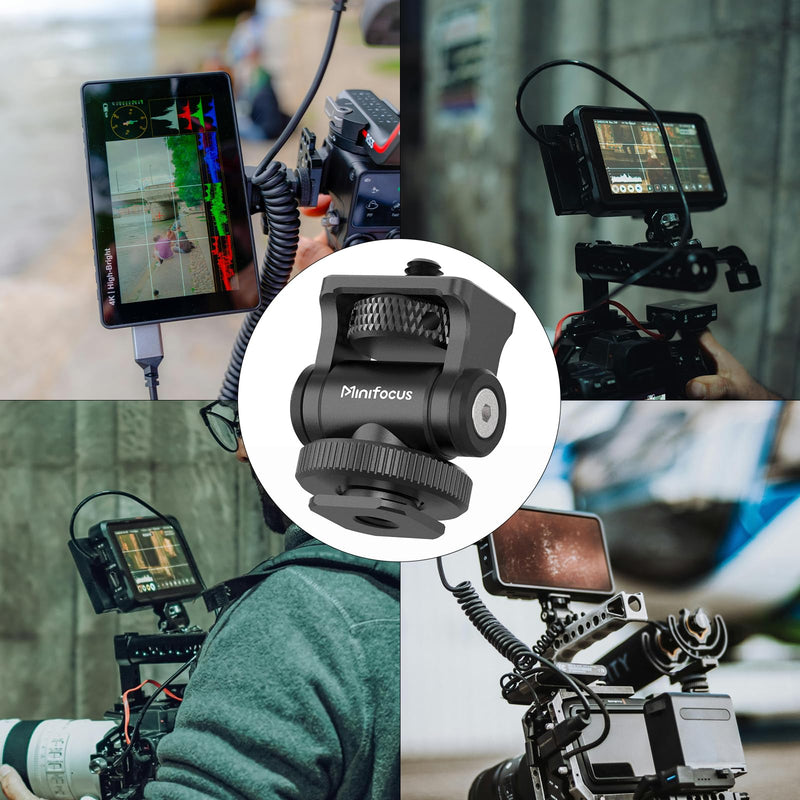 MINIFOCUS Camera Monitor Mount with Cold Shoe, 1/4" Screw for 5" & 7" Field Monitor, 160 Tilt Adjustable Holder for LED, Flash and Video Shooting Photography Accessories