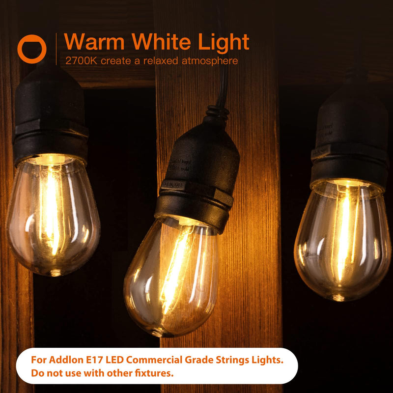 addlon LED Replacement Bulbs 1W S14,15 Pack Waterproof E17 Screw Base for Outdoor LED String Lights Shatterproof E17-15 Count (Pack of 1)-1W