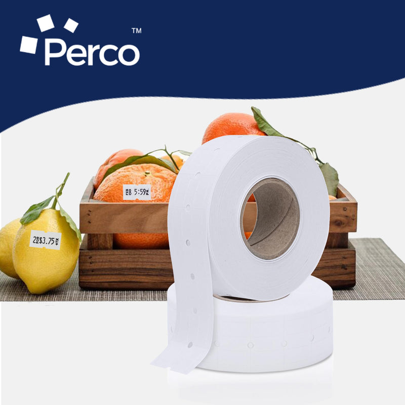 Perco 1 Line White Labels - 2 Rolls, 2,000 Blank Price and Date Gun Labels for Perco Lite, X, Plus and Pro 1 Line Price and Date Guns