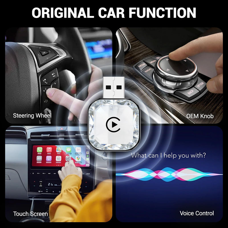 2026 Wireless CarPlay Android Auto Adapter, 2-in-1 Wireless CarPaly Dongle, Fast Auto-Connect, Vented Cooling, Plug and Play for OEM Factory Wired CarPlay Vehicles Black